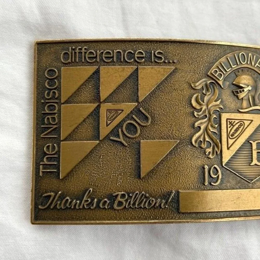 VTG Nabisco Brass Belt Buckle Billionaire 1977